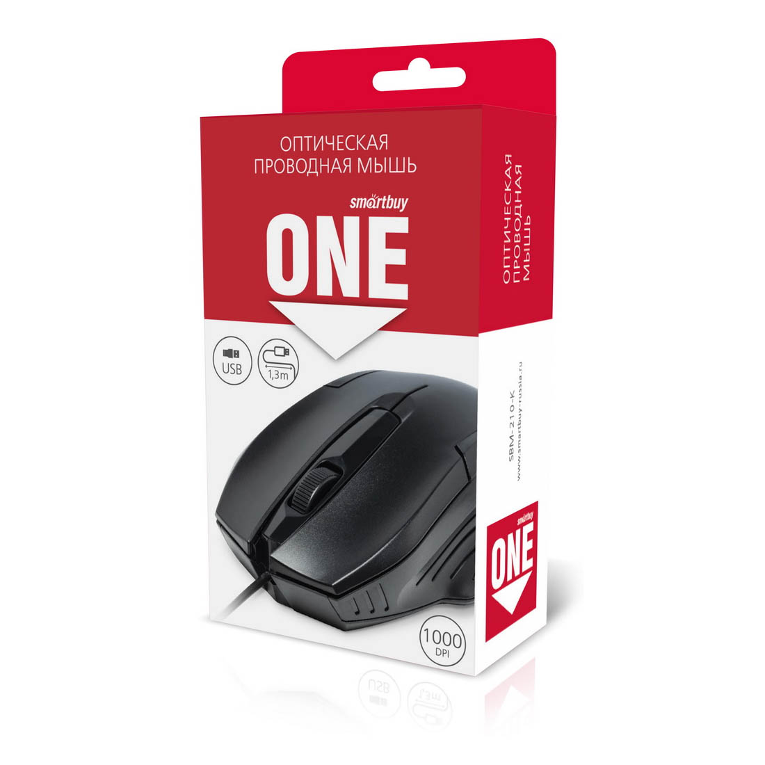 Мышь проводная SMARTBUY ONE 210, оптическая, 1000 DPI, цвет черный