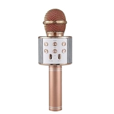 Колонка портативная, караоке-микрофон HAND HELD KTV WS-858 (Bluetooth, microSD, USB), цвет розовое золото