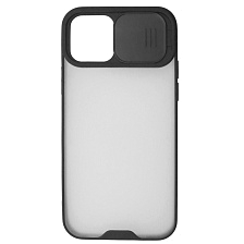 Чехол накладка LIFE TIME для APPLE iPhone 12, iPhone 12 Pro (6.1"), силикон, пластик, матовый, со шторкой для защиты задней камеры, цвет окантовки черный