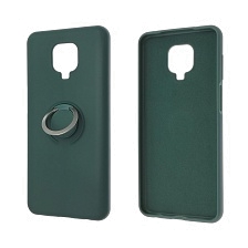 Чехол накладка RING для XIAOMI Redmi Note 9 Pro, Redmi Note 9S, силикон, кольцо держатель, цвет зеленый