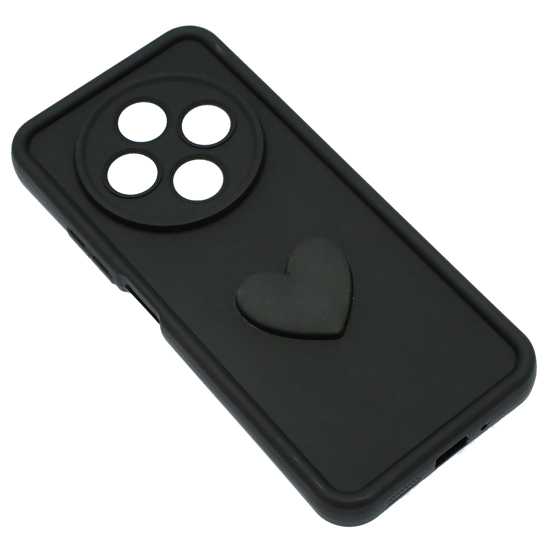 Чехол накладка для XIAOMI REDMI 14C, POCO C75, силикон, 3D сердце, защита камеры, бортики, цвет черный