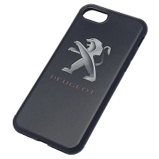 Чехол накладка для APPLE iPhone 7, iPhone 8, силикон, рисунок логотип PEUGEOT.