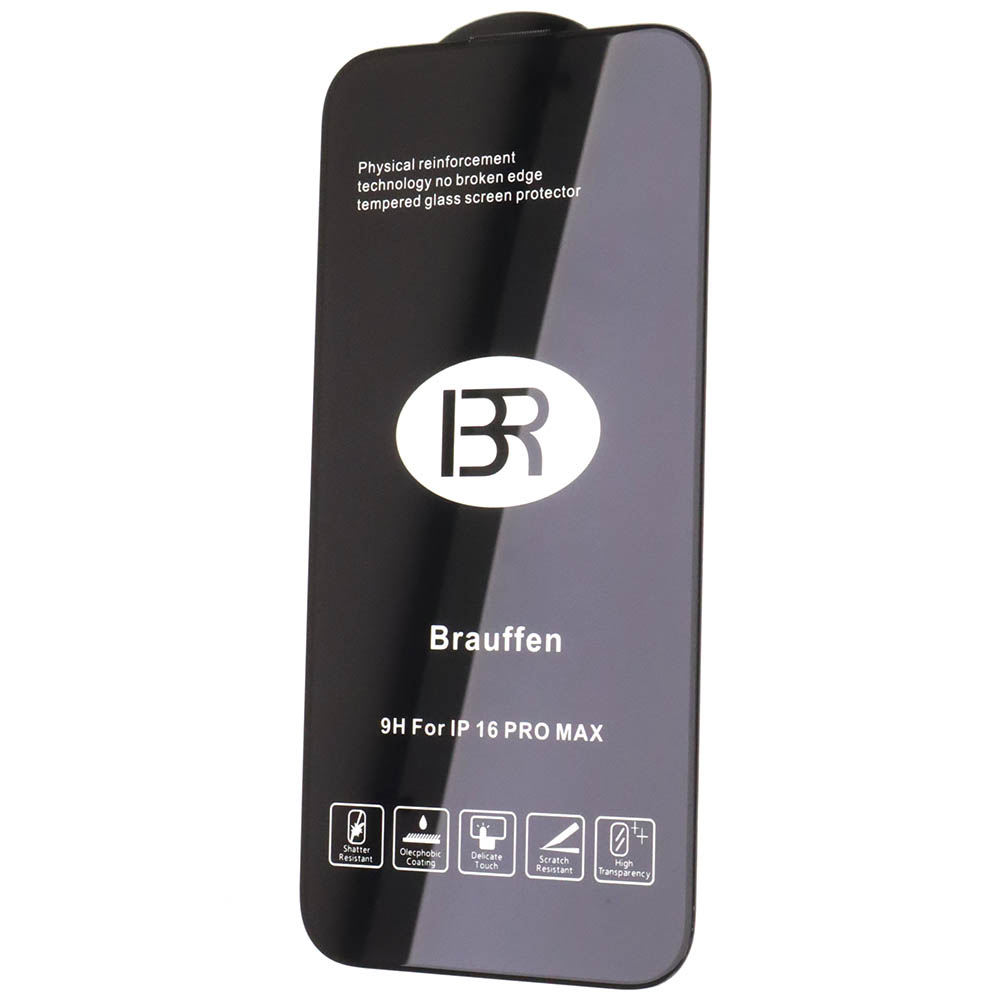Защитное стекло Brauffen для APPLE iPhone 16 Pro Max, цвет окантовки черный