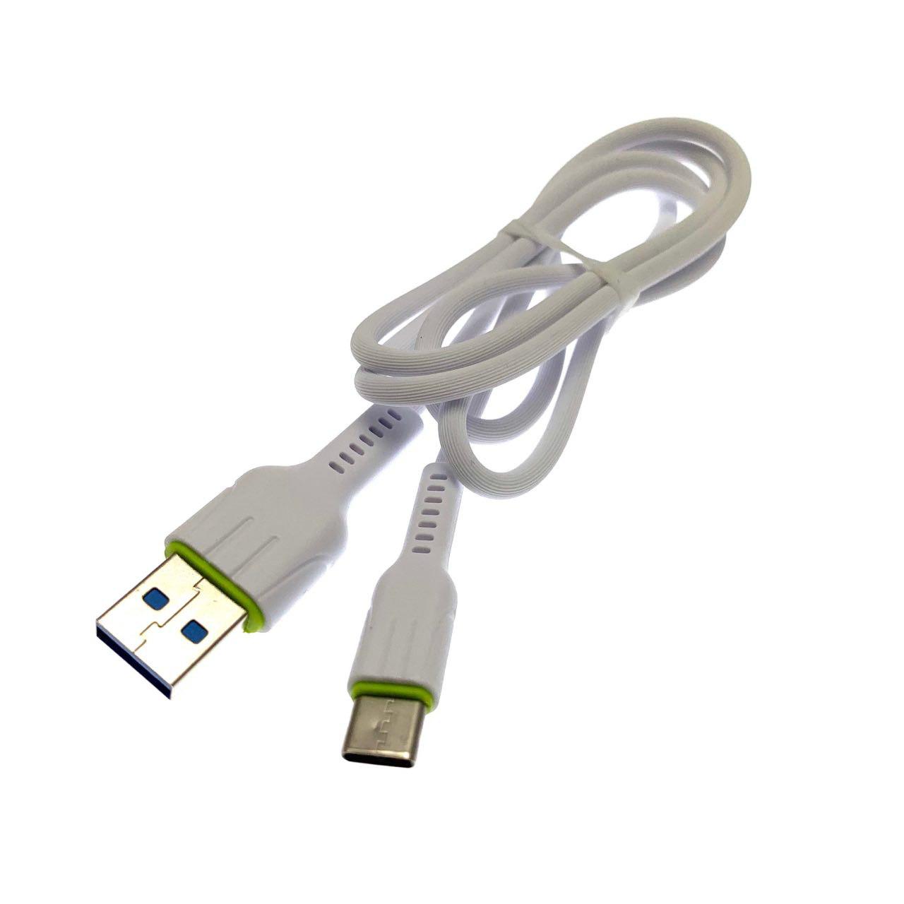 USB Дата-кабель "R30" Type-C USB в силиконовой оболочке, длина 1 метр, цвет белый, полоски.