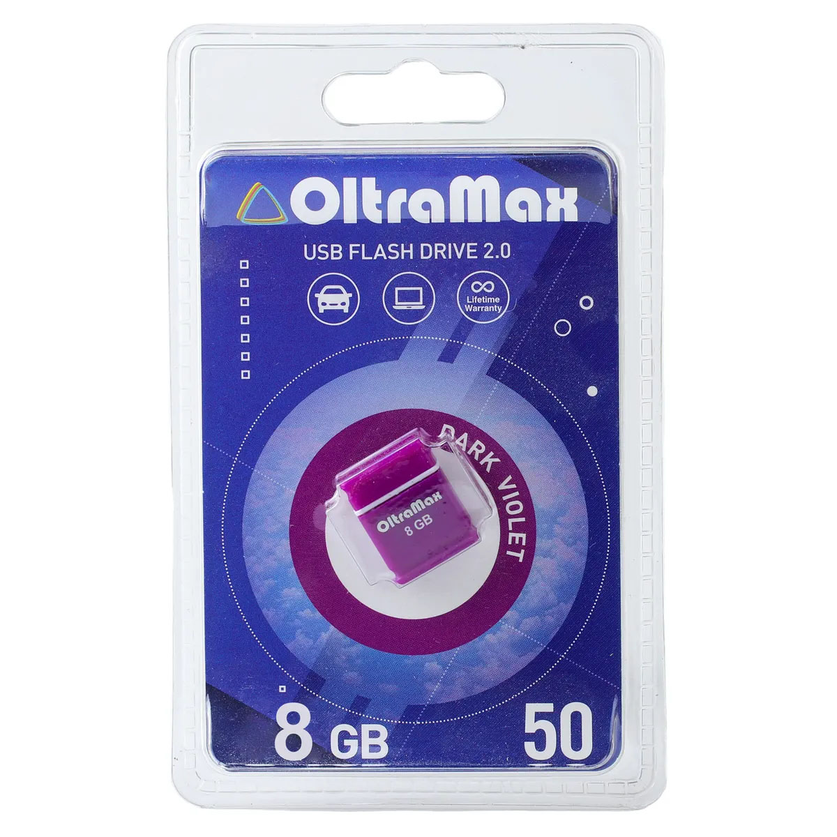 Флешка USB 2.0 8GB OltraMax 50, цвет темно фиолетовый