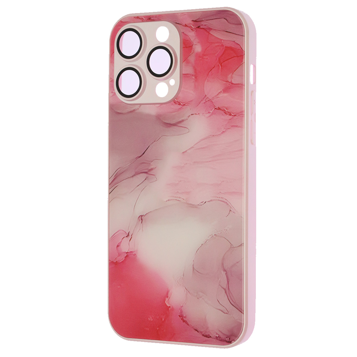 Чехол накладка AG Glass case для APPLE iPhone 14 Pro Max (6.7"), силикон, стекло, защита камеры, цвет розовый