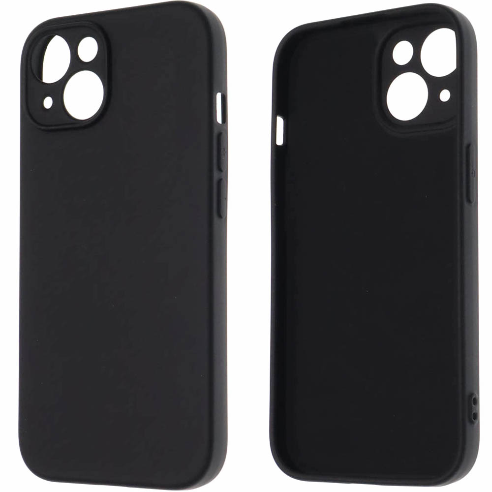 Чехол накладка NANO для APPLE iPhone 15, защита камеры, силикон, бархат, цвет черный