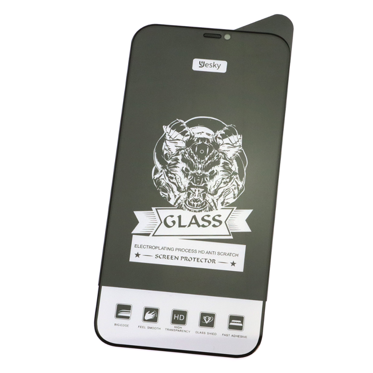 Комплект защитное стекло экрана и пленка задней крышки YESKY PRIVACY для iPhone 12 Pro Max (6.7"), цвет окантовки cтекла черный