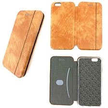 Чехол книжка NEW для APPLE iPhone 6, 6G, 6S, экокожа, визитница, цвет светло коричневый.