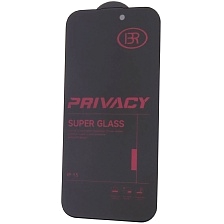 Защитное стекло Антишпион BRAUFFEN для APPLE iPhone 15 (6.1"), APPLE iPhone 16 (6.1"), цвет окантовки черный
