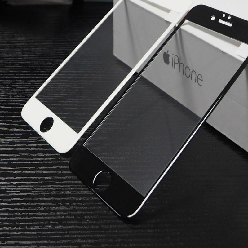 Защитное стекло 3D для APPLE iPhone 6/6S (4.7") ударопрочное прозрачное кант чёрный.