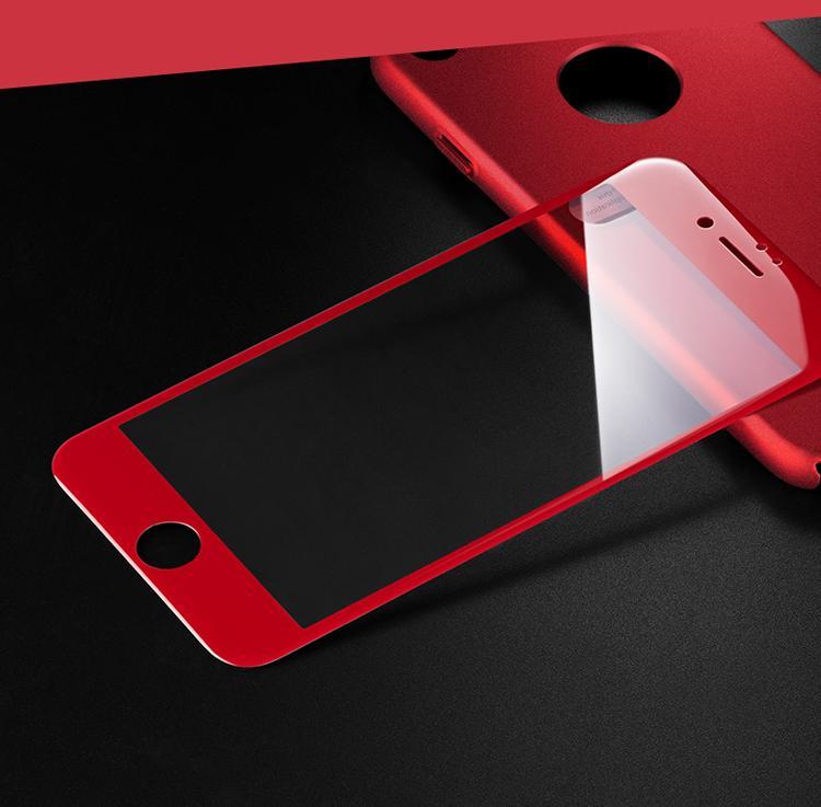 Защитное стекло "SC" 3D для APPLE iPhone 7/8 Plus (5.5") с силиконовым кантом, цвет красный.