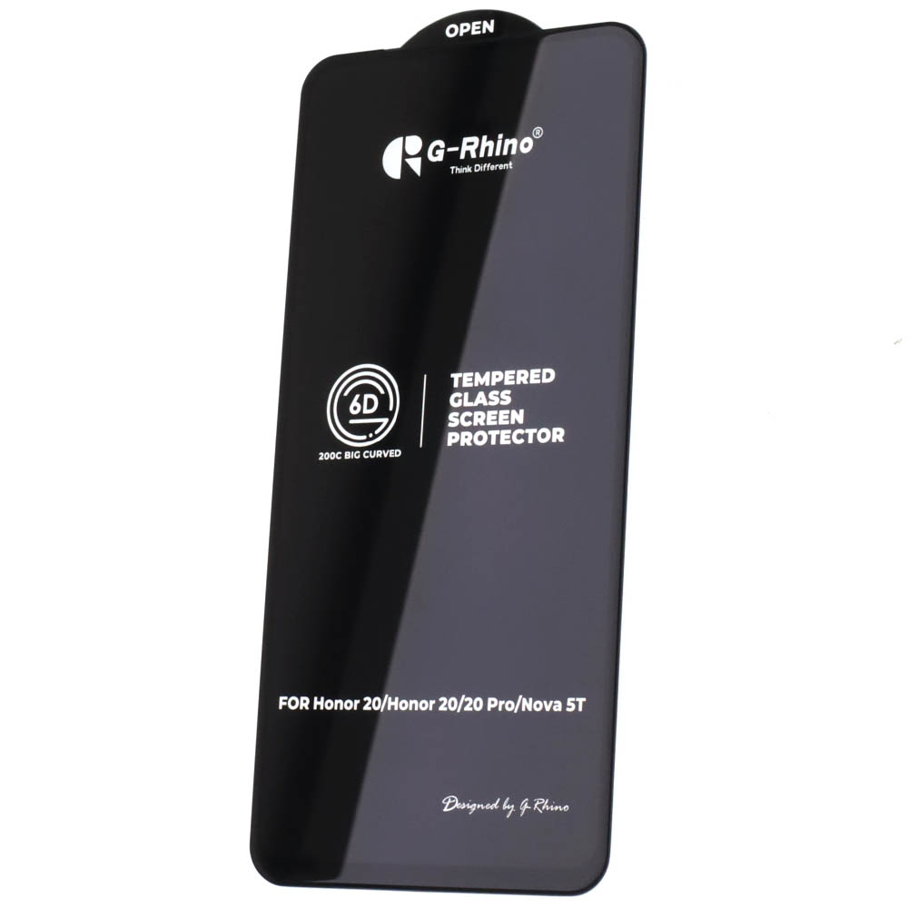 Защитное стекло 6D G-Rhino 200C для HUAWEI Honor 20, 20 Pro, NOVA 5T цвет окантовки черный (Тип 1)