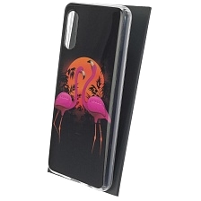 Чехол накладка для SAMSUNG Galaxy A02 (SM-A022G/DS), силикон, глянцевый, рисунок Два фламинго