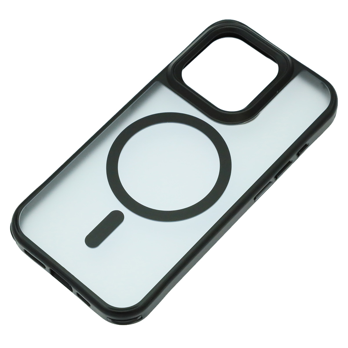 Чехол накладка Sky Armor с поддержкой MagSafe для APPLE iPhone 15 Pro, сменные уголки для шнурка, прозрачный, цвет окантовки черный