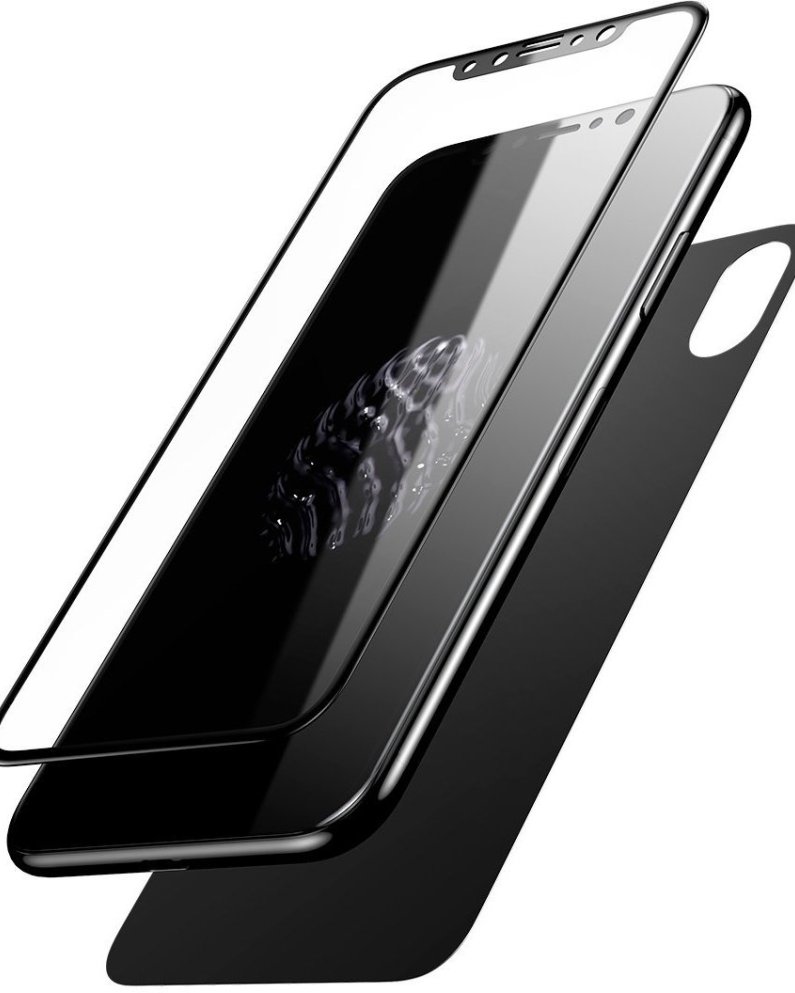Защитное стекло 2 in 1  (перед-заднее)  для iPhone X/XS /5.8"/ черный.