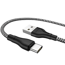 Кабель BOROFONE BX39 Beneficial USB Type С, 3A, длина 1 метр, нейлоновая оплетка, цвет черно белый Кабель BOROFONE BX39 Beneficial USB Type С, 3A, длина 1 метр, нейлоновая оплетка, цвет черно белый