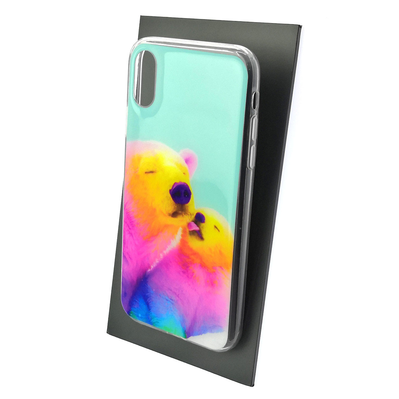 Чехол накладка для APPLE iPhone XR, силикон, глянцевый, рисунок Разноцветные медведи