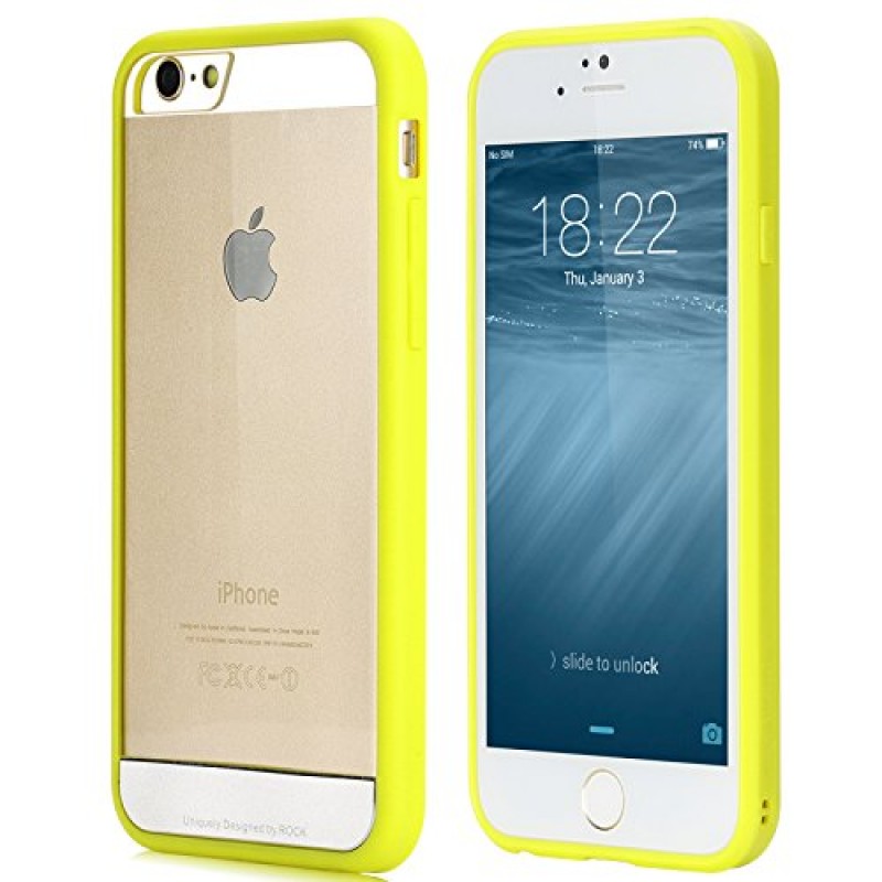 Бампер для iPhone 6 Силикон-пластик (жёлтый).