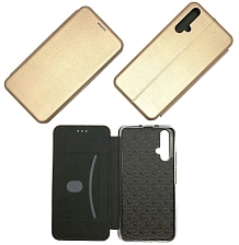 Чехол книжка для HUAWEI HONOR 20 YAL-L21, экокожа, визитница, цвет золотистый.