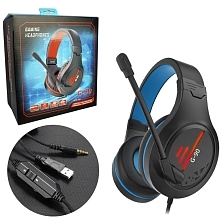 Игровая гарнитура (наушники с микрофоном) проводная, полноразмерная, GAMING HEADPHONES G-90, подсветка, цвет черно синий
