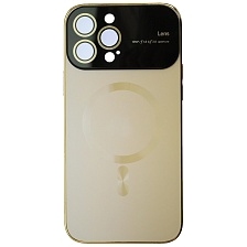 Чехол накладка AUTO FOCUS с поддержкой MagSafe для APPLE iPhone 13 PRO MAX (6.7"), силикон, стекло, защита камеры, цвет золотистый