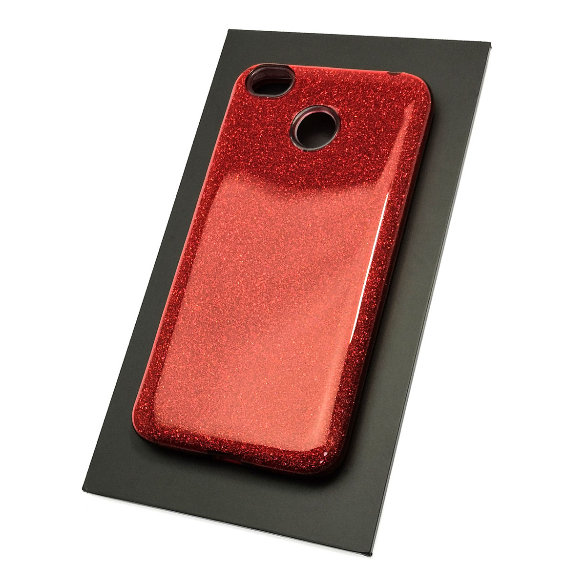 Чехол накладка Shine для XIAOMI Redmi 4X, силикон, блестки, цвет красный