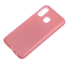 Чехол накладка Shine для SAMSUNG Galaxy A40 2019 (SM-A405), силикон, блестки, цвет коралловый.