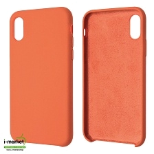 Чехол накладка Silicon Case для APPLE iPhone X, iPhone XS, силикон, бархат, цвет оранжевый