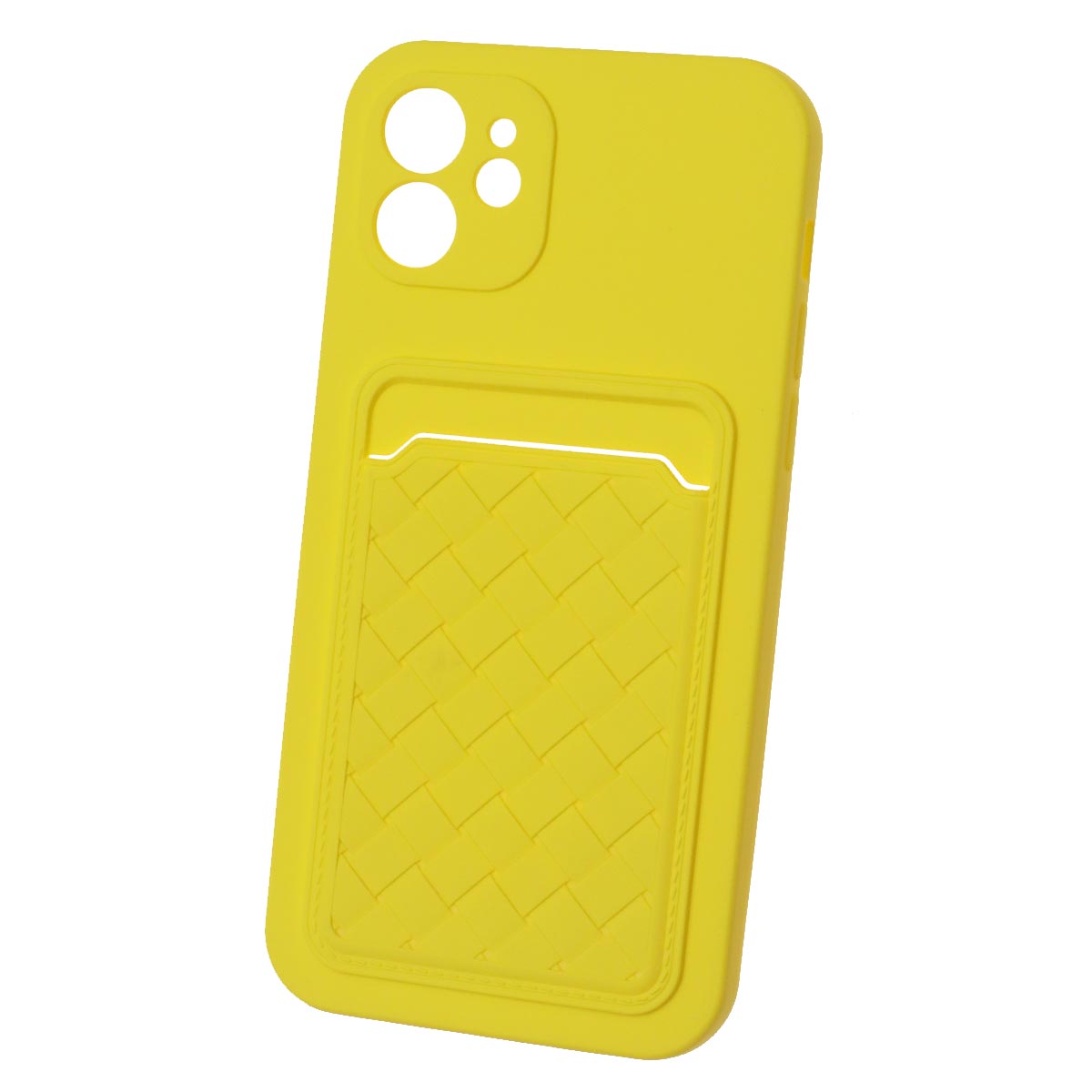Чехол накладка CARD CASE для APPLE iPhone 12 (6.1"), силикон, отдел для карт, цвет желтый