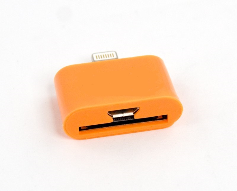 Переходник "LP" 2 в 1 для Apple с 30 pin/micro USB на 8 pin lightning (оранжевый/европакет).