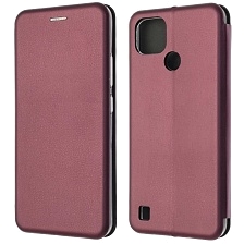 Чехол книжка STYLISH для Realme C21, экокожа, визитница, цвет бордовый
