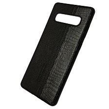 Чехол накладка для SAMSUNG Galaxy S10 Plus (SM-G975) силикон, под кожу, цвет черный. Чехол накладка для SAMSUNG Galaxy S10 Plus (SM-G975) силикон, под кожу, цвет черный.