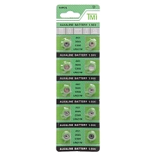 Батарейка TMI AG1 (LR621, LR60, 364A, CX60, SR621SW, LR621W), BL10 Alkaline 1.55V Батарейка TMI AG1 (LR621, LR60, 364A, CX60, SR621SW, LR621W), BL10 Alkaline 1.55V