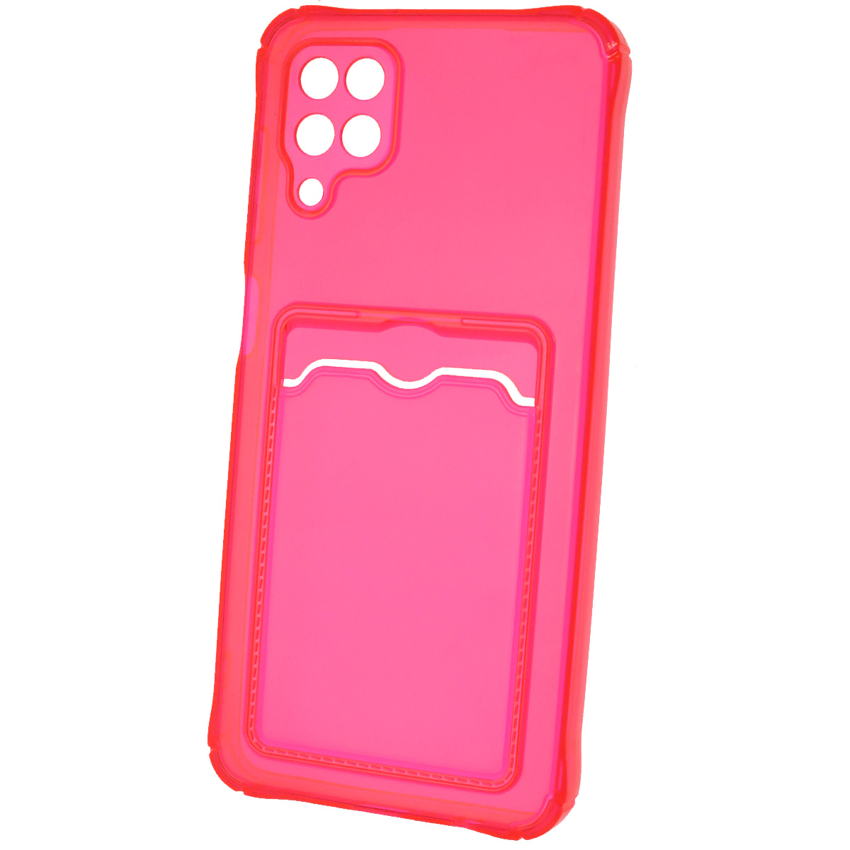 Чехол накладка для SAMSUNG Galaxy A12 (SM-A125), M12 (SM-M127F), силикон, отдел для карт, цвет фуксия