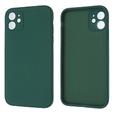 Чехол накладка для APPLE iPhone 11, силикон, бархат, цвет темно зеленый