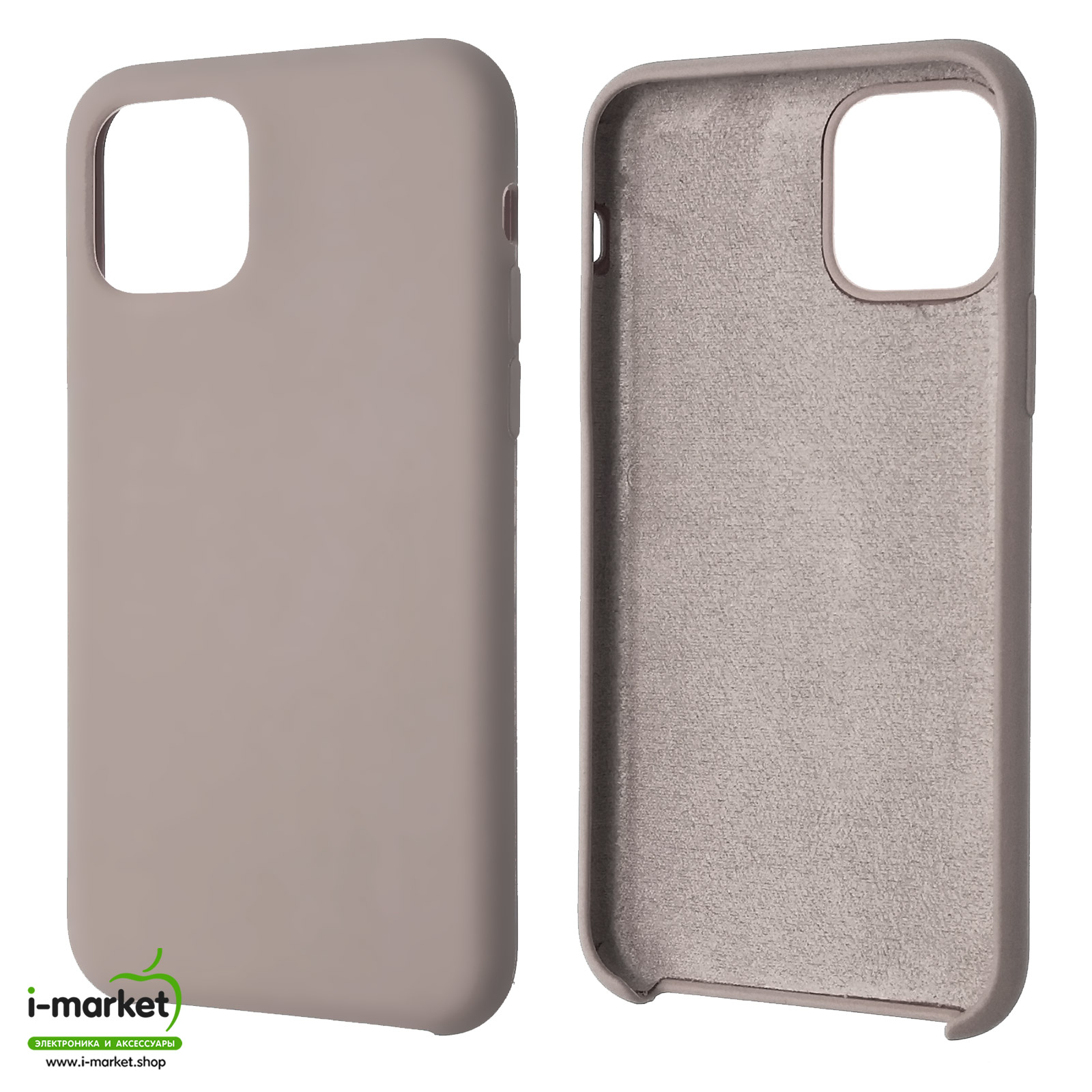 Чехол накладка Silicon Case для APPLE iPhone 11 Pro, силикон, бархат, цвет розово серый