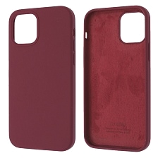 Чехол накладка Silicon Case для APPLE iPhone 12, iPhone 12 Pro, силикон, бархат, цвет бордовый Чехол накладка Silicon Case для APPLE iPhone 12, iPhone 12 Pro, силикон, бархат, цвет бордовый