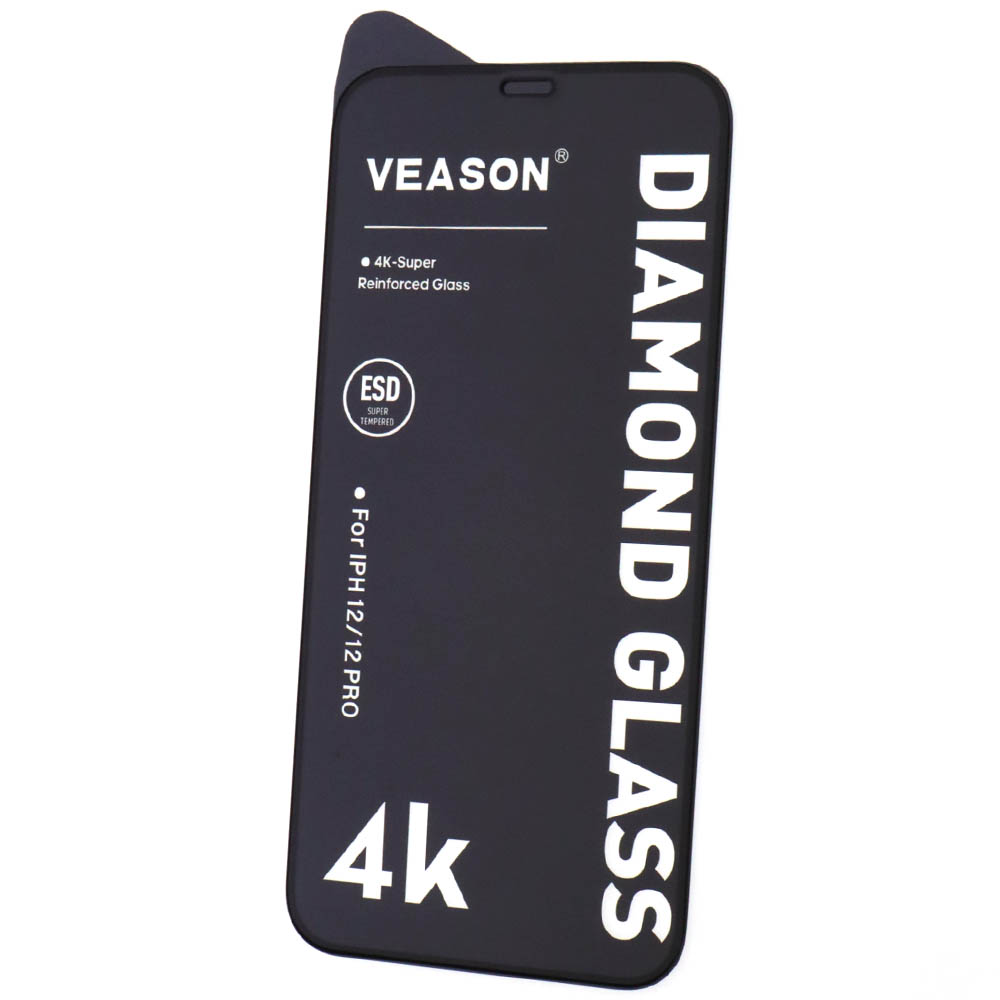 Защитное стекло VEASON DIAMOND GLASS для APPLE iPhone 12 (6.1"), iPhone 12 Pro (6.1"), цвет окантовки черный Защитное стекло VEASON DIAMOND GLASS для APPLE iPhone 12 (6.1"), iPhone 12 Pro (6.1"), цвет окантовки черный