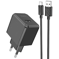 СЗУ (Сетевое зарядное устройство) с кабелем USB Type C HOCO CS11A, 10W, 1 USB, цвет черный