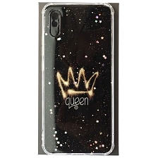 Чехол накладка для XIAOMI Redmi 9A, силикон, глянцевый, блестки, рисунок Queen