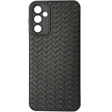 Чехол накладка для SAMSUNG Galaxy A14 4G, защита камеры, силикон, плетение, цвет черный