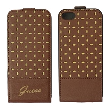 Чехол книжка Guess Gianina для APPLE iPhone 5, iPhone 5s, экокожа, цвет коричневый