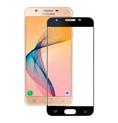 Стекло защитное "2D" для Samsung J5 Prime в техпаке, цвет черный,.