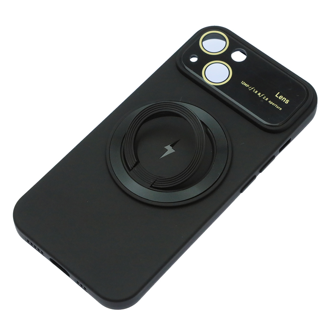 Чехол накладка с поддержкой MagSafe для APPLE iPhone 14, силикон, защита камеры, подставка, цвет черный