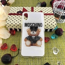 Чехол накладка для APPLE iPhone X, XS, силикон, рисунок MOSCHINO Медведь.