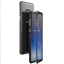 Магнитный чехол для SAMSUNG Galaxy Note 10 Plus (SM-N975), закаленное стекло, металл, цвет красно прозрачный.