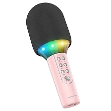 Колонка портативная, караоке-микрофон BOROFONE BFK2 Elf, цвет розовый