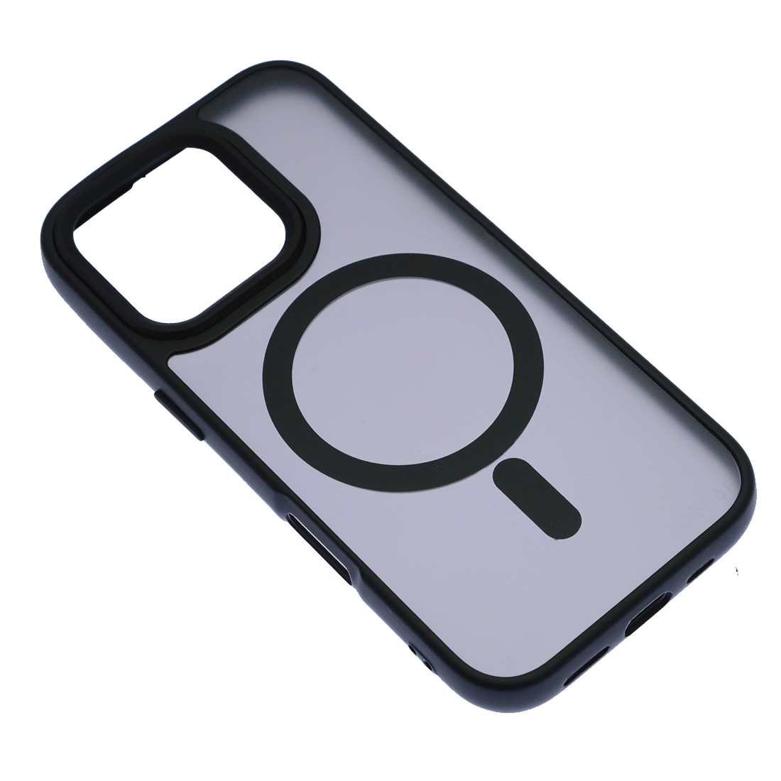 Чехол накладка FASHION CASE для APPLE iPhone 16 Pro, с поддержкой MagSafe, пластик матовый прозрачный, защита камеры, цвет окантовки черный