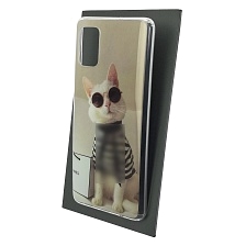 Чехол накладка Vinil для SAMSUNG Galaxy A51 (SM-A515), силикон, рисунок Cat, цвет серый